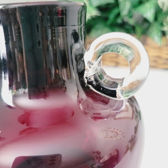 Vintage Dark Cranberry Red Glass vase jug by Emanuel Beranek 1950s Skrdlovice - Picture 7 of 13